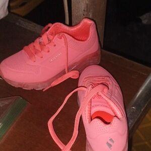 Skechers Coral Pink Platform Lace-Up Sneakers